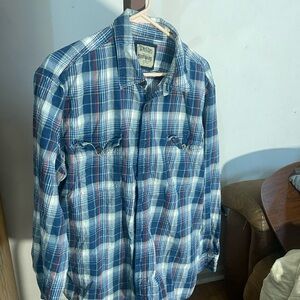 Sonoma Life + Style Blue, white and Red Plaid men’s long sleeved shirt.
